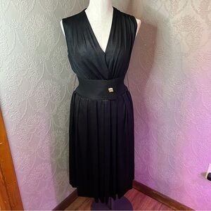 Elegant Black Sleeveless Dress Rachel Roy belted black dress M medium